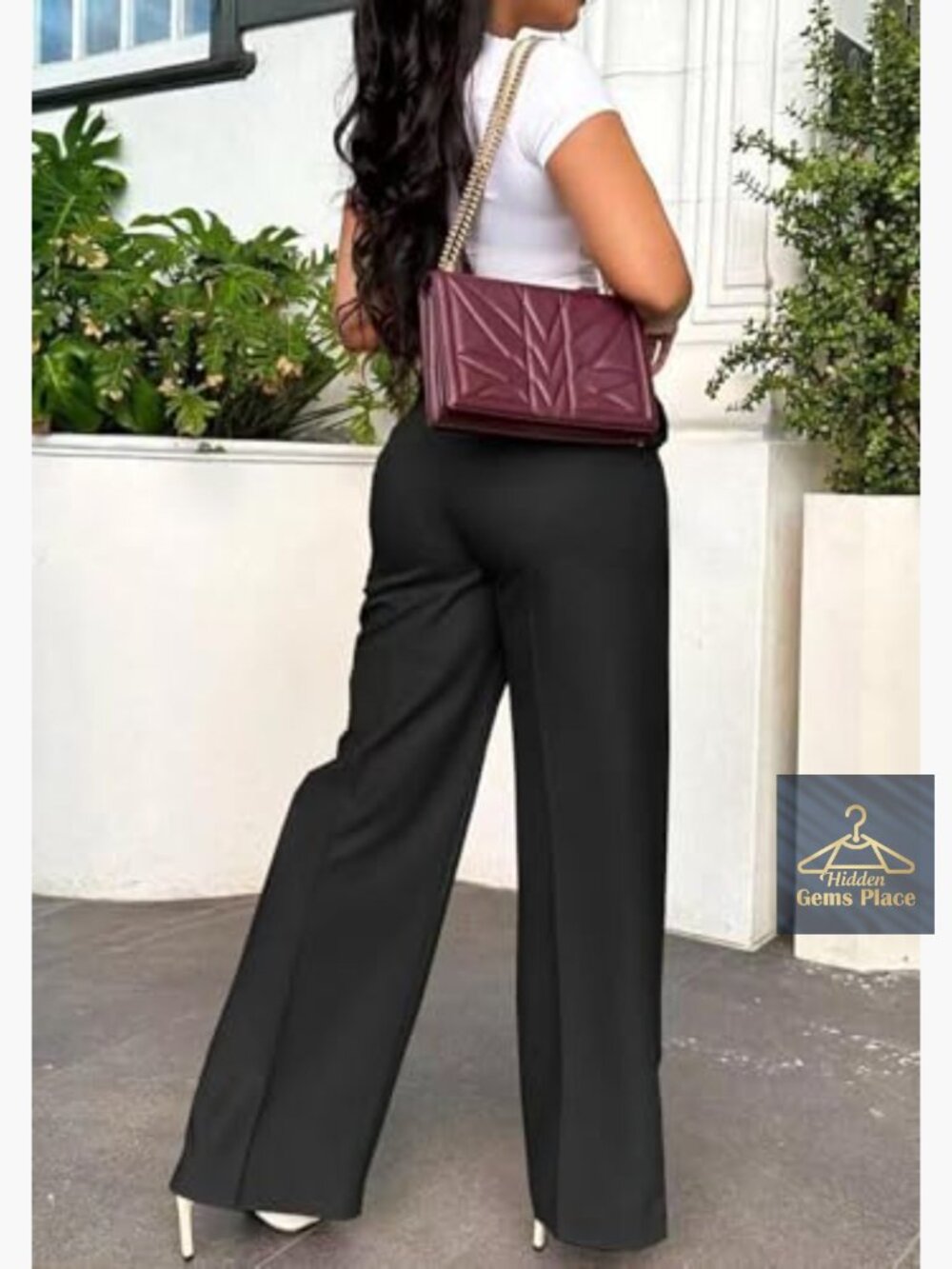 Wide Leg Dress Pants High Waisted Straight Slacks Business Office Work Trousers - Picture 4 of 6